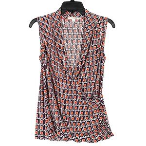 Boden Sleeveless Top Size 4‎ Retro Geometric Mod Preppy Office Chic Sleeveless